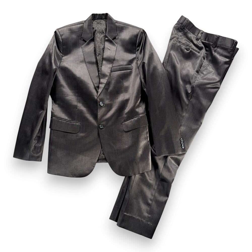 Raymond Suit Mens 36S 32x28 Pants Black Shiny Impulse Blazer 2pc